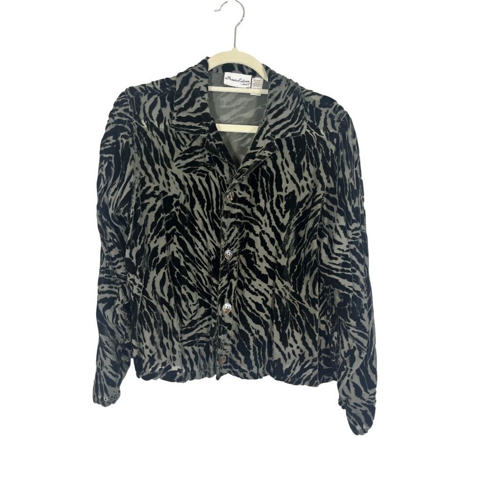 Retro Silk Burnout Animal Print Mesh Top Black S Retro Neutral Preppy Classic